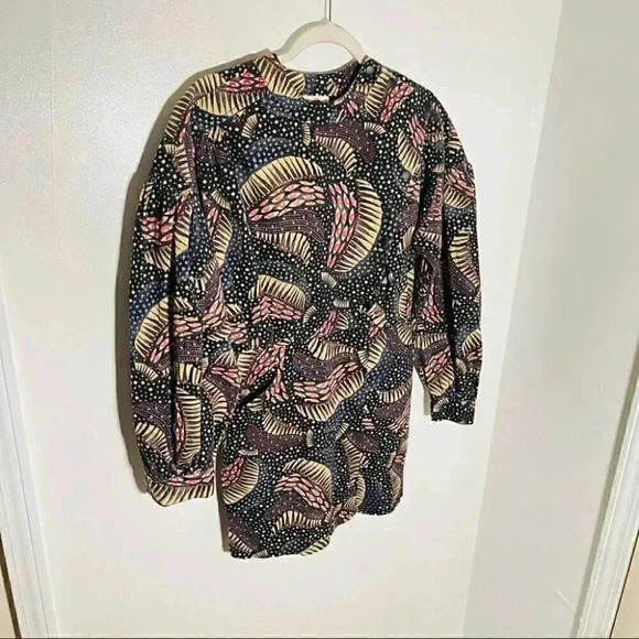 NEW FARM Rio Black Wild Bananas Gabardine Mini Dress Tropical Bohemian Statement - Picture 3 of 9